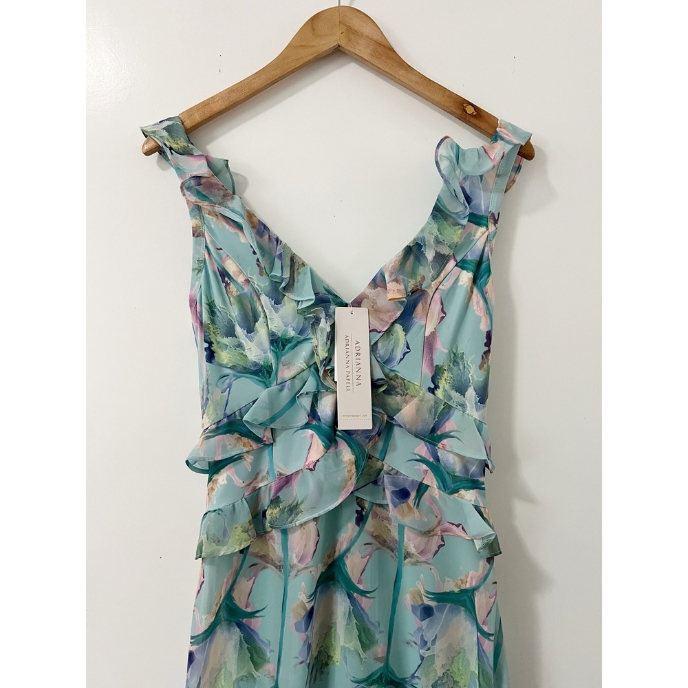 Adrianna Papell Pastel Floral Ruffled Midi Dress - Picture 5 of 13